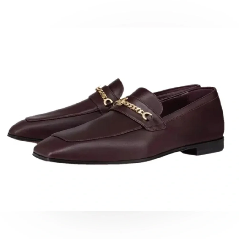 Christian louboutin mj moc flat merlot leather loafer flats mocassin sz 41.5